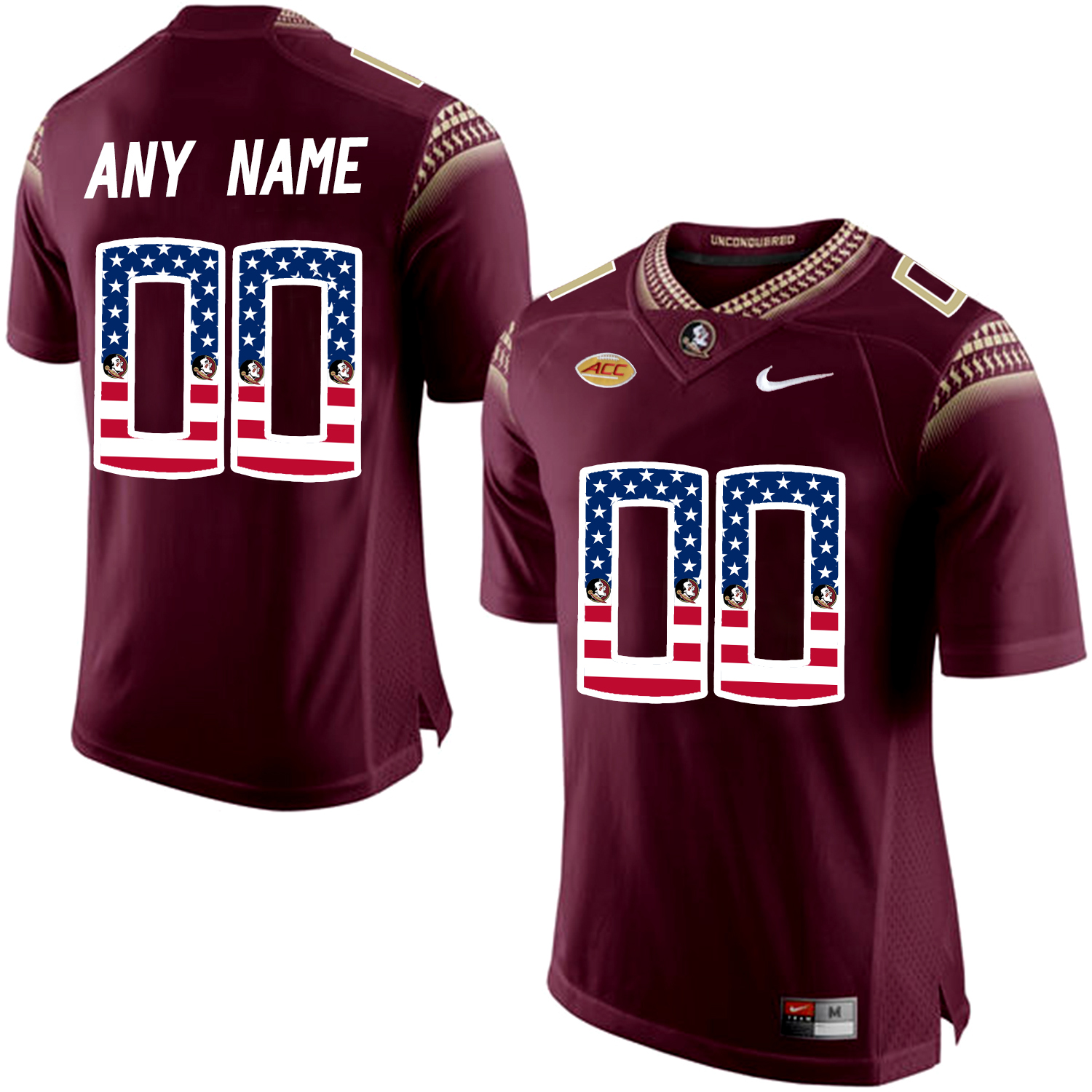 US Flag Fashion Men Florida State Seminoles Customized College Football Limited Jersey  Red->customized ncaa jersey->Custom Jersey